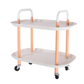 2 Layer Storage Rack With Wheels - White Color
